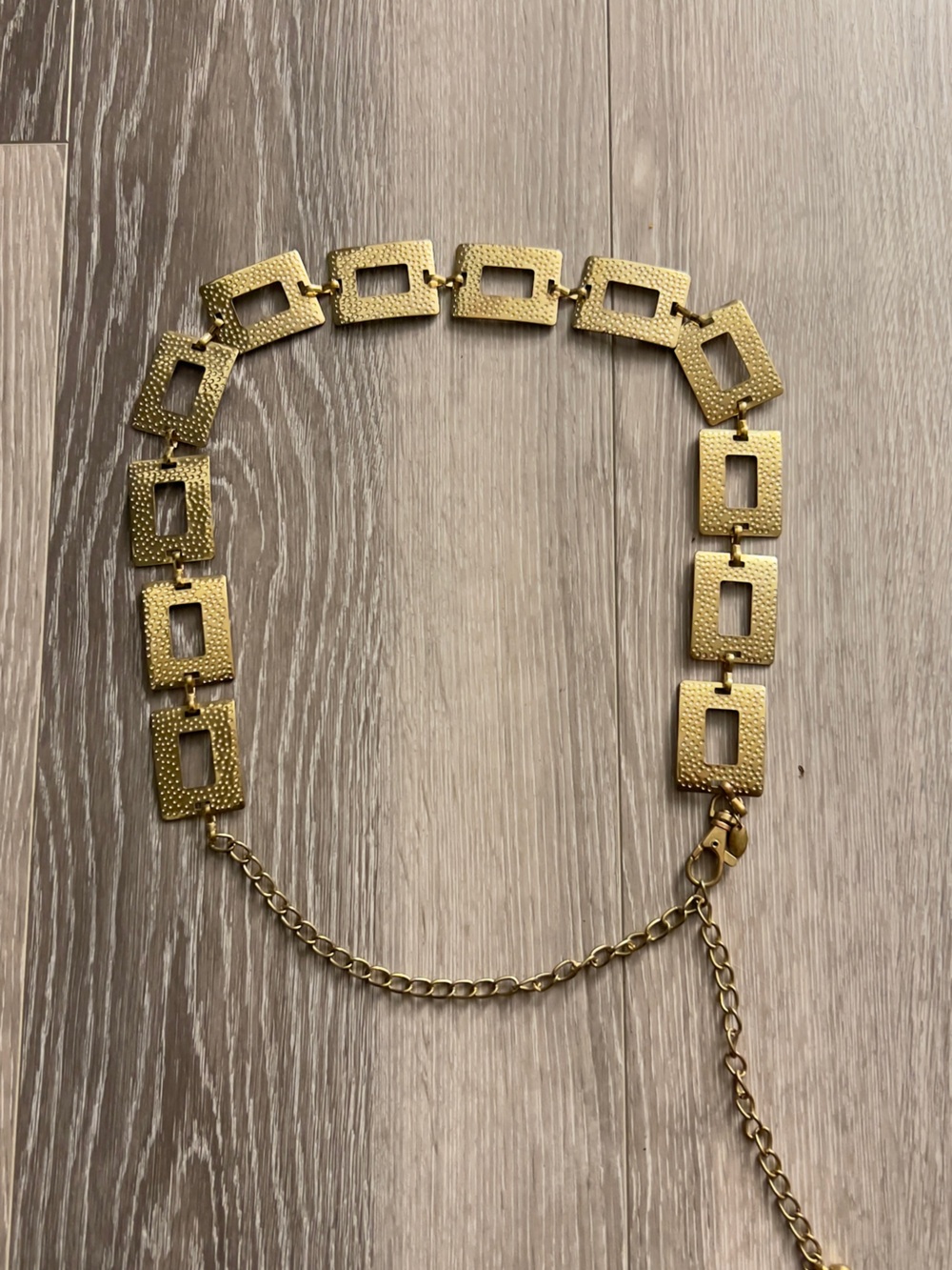 Gold Textured Rectangular-Link belt